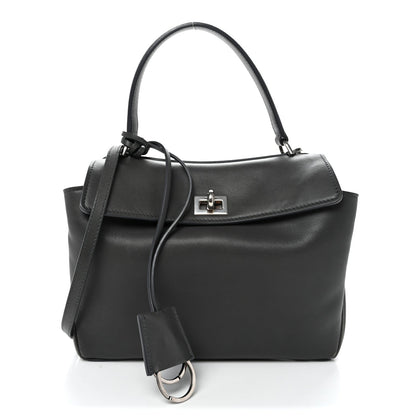 Natural Smooth Calfskin Mini Rodeo Top Handle Handbag Grey