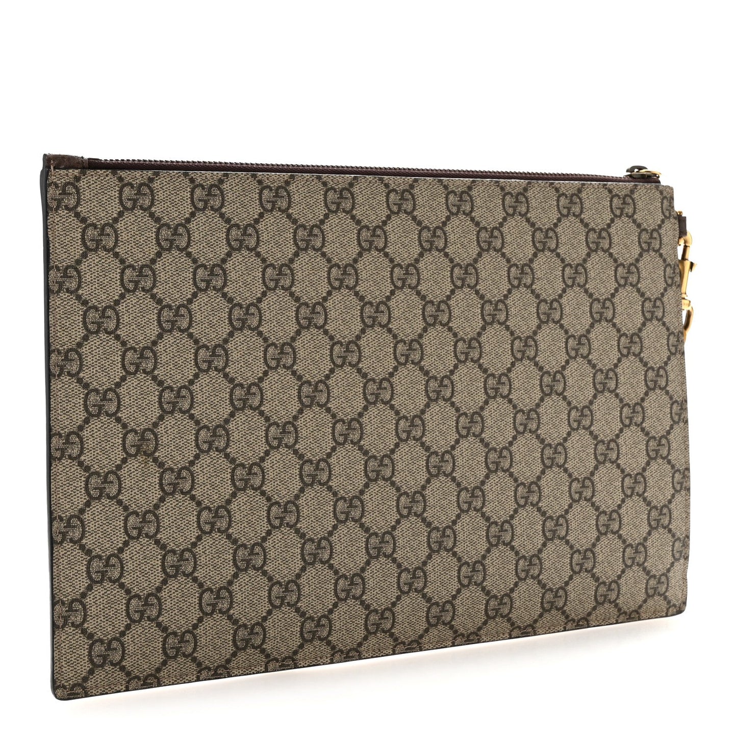 GG Supreme Monogram Neo Vintage Zip Wristlet Pouch Beige New Acero Crop