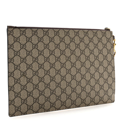 GG Supreme Monogram Neo Vintage Zip Wristlet Pouch Beige New Acero Crop