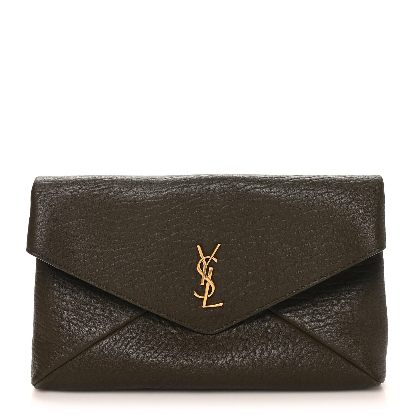 Grained Lambskin Large Cassandre Envelope Pouch Light Musk