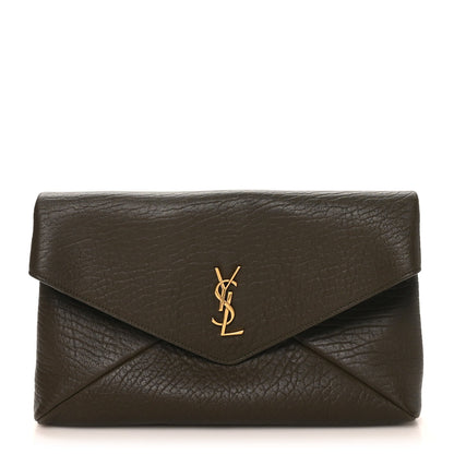 Grained Lambskin Large Cassandre Envelope Pouch Light Musk