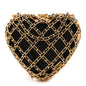Metal Lambskin Quilted CC Heart Minaudiere Crossbody Black