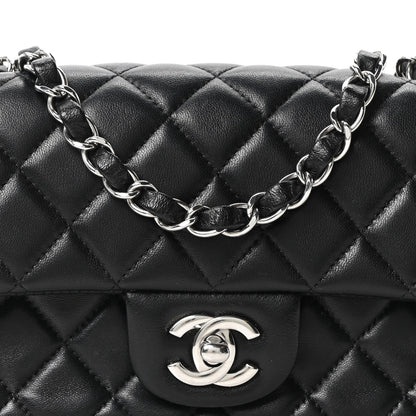 Lambskin Quilted Mini Rectangular Flap Black