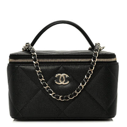Caviar Quilted Top Handle Long Vanity Black