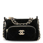 Velvet Effect Nylon Shiny Crumpled Calfskin Mini Quilted Chanel 25 Clutch With Chain Black