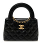 Shiny Aged Calfskin Quilted Nano Kelly Shopper Black
