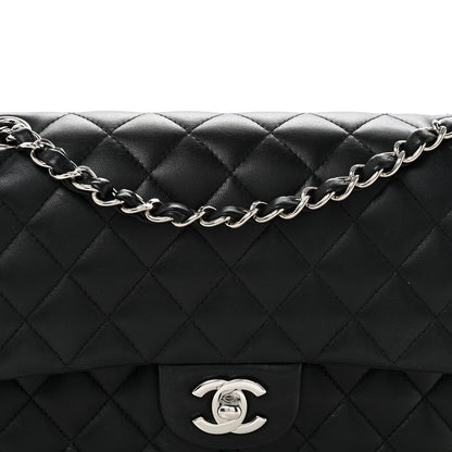 Lambskin Quilted Medium Double Flap Black