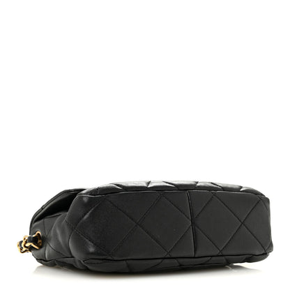 Lambskin Plexiglass Quilted Coco Love Flap Black
