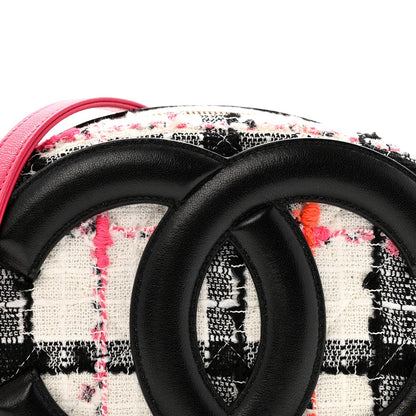 Tweed Lambskin Quilted Coco Midnight Camera Case White Black Multicolor
