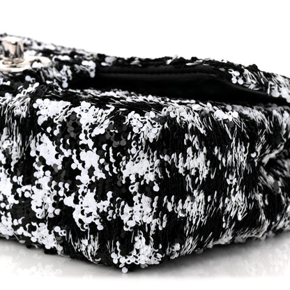 Sequin Houndstooth Small Flap Black White