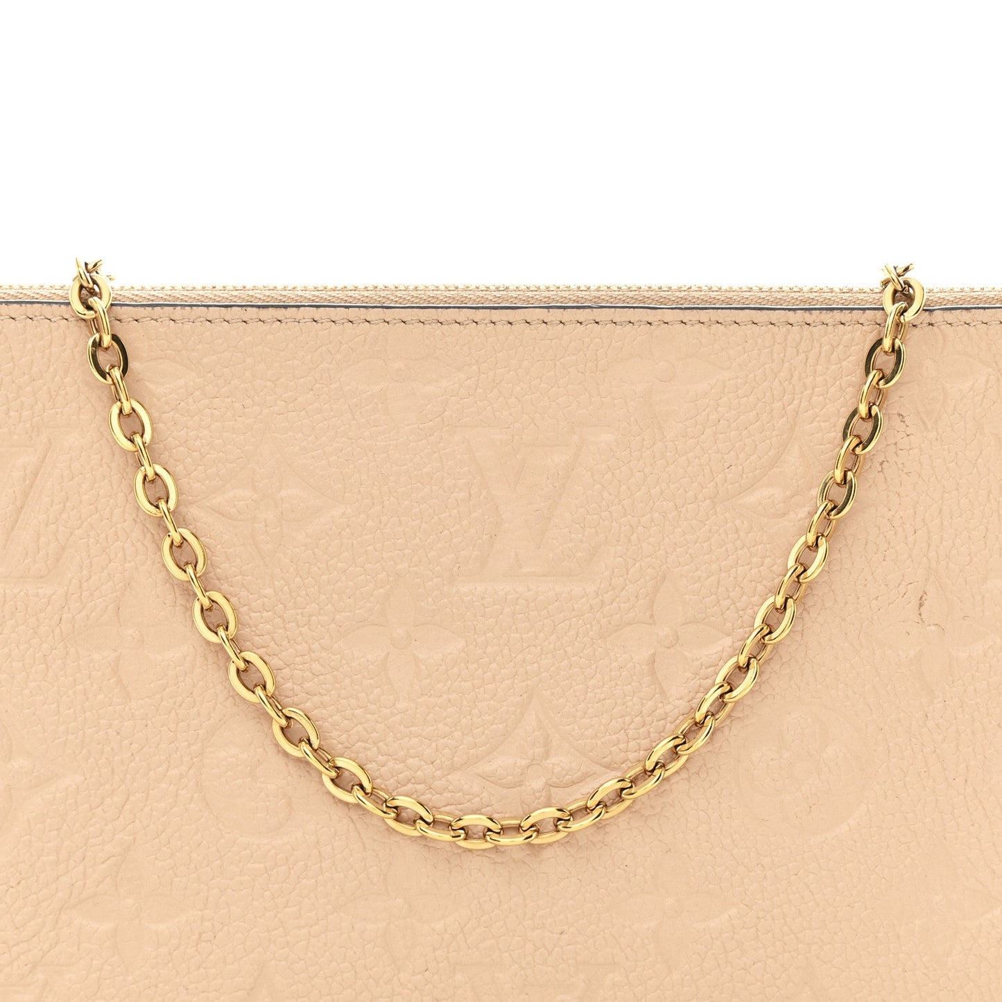 Empreinte Double Zip Pochette Beige Rose Creme