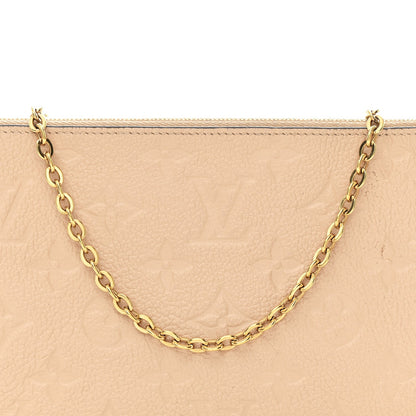 Empreinte Double Zip Pochette Beige Rose Creme