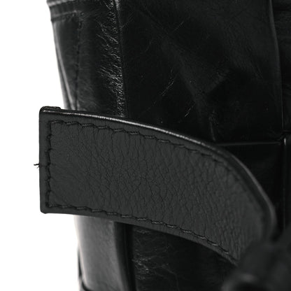 Paper Calfskin Maxi Intrecciato Small Cassette Crossbody Bag Black