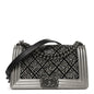Jersey Embroidered Medium Boy Flap Black Silver