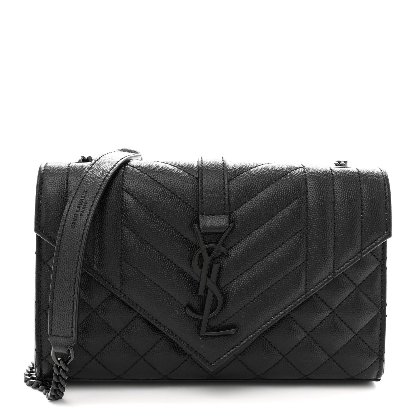 Grain De Poudre Textured Mixed Matelasse Triquilt Small Monogram Monochrome Satchel Black