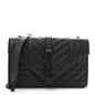 Grain De Poudre Textured Mixed Matelasse Triquilt Small Monogram Monochrome Satchel Black