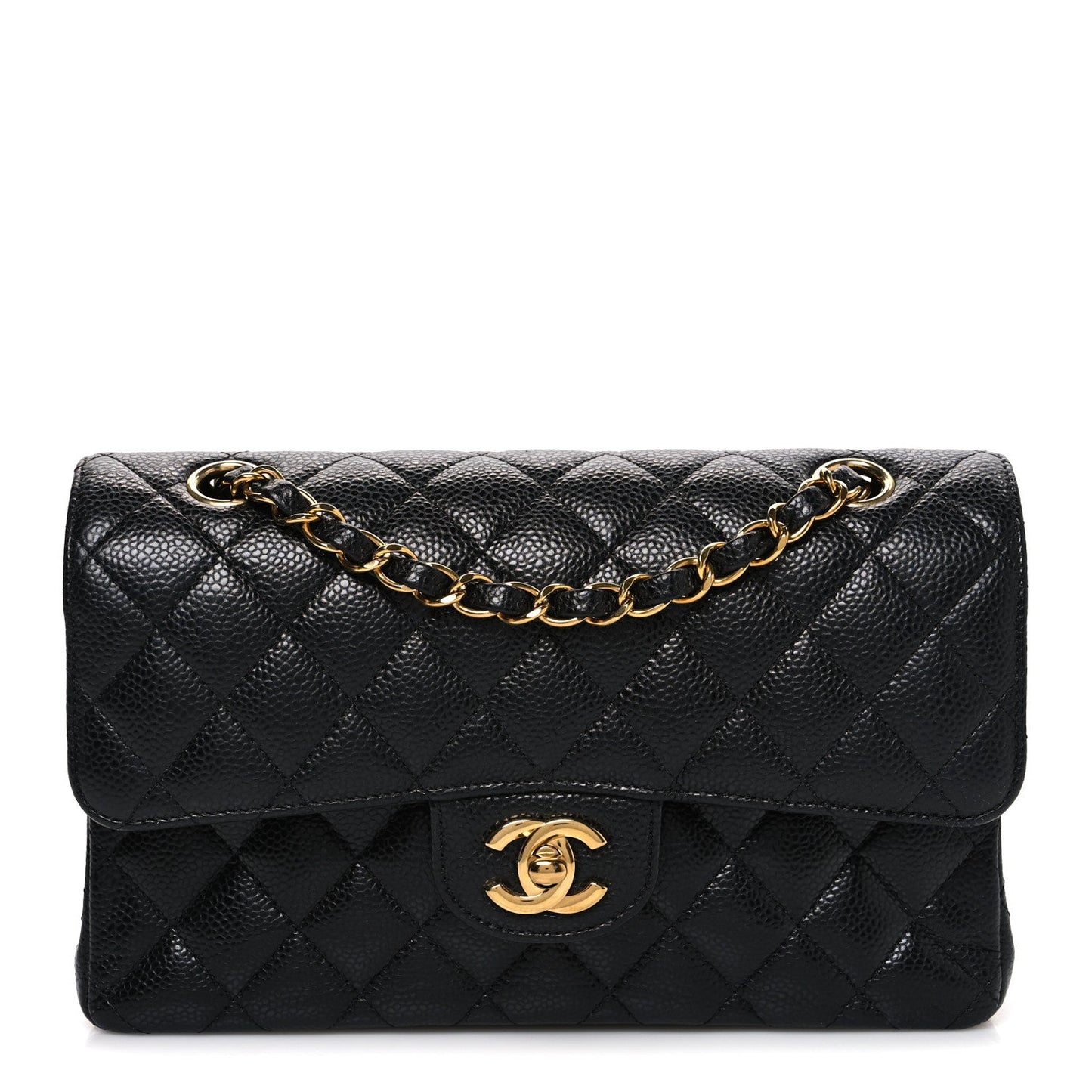 Caviar Quilted Small Double Flap Black