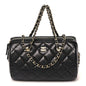 Caviar Quilted Barrel Clutch With Chain  Black