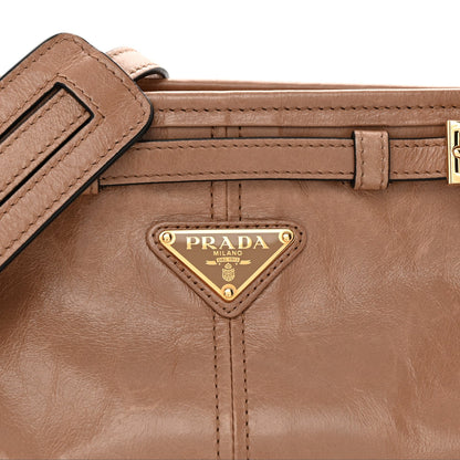 Glossy Calfskin Triangle Small Bonnie Shoulder Bag Cameo