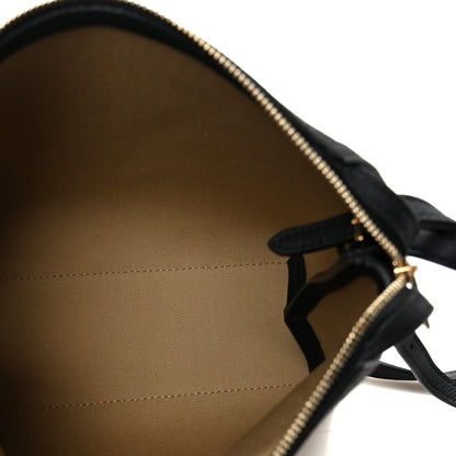 Canvas Calfskin Medium Lina Crossbody Bag Black Honey