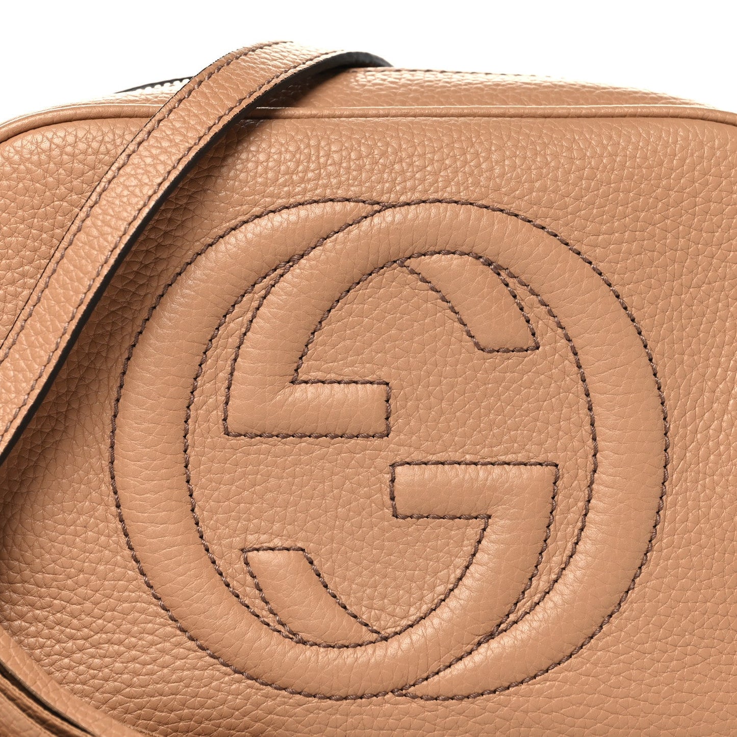 Pebbled Calfskin Small Soho Disco Bag Camelia