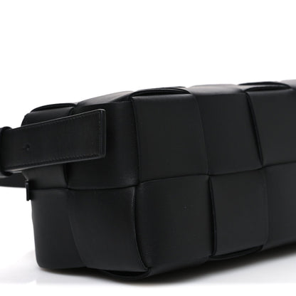 Lambskin Maxi Intrecciato Small Brick Cassette Bag Black