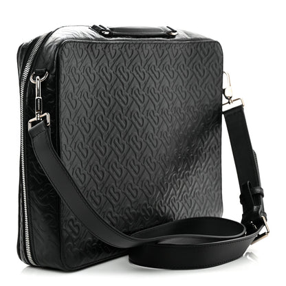 Calfskin Embossed TB Triple Stud Briefcase Black