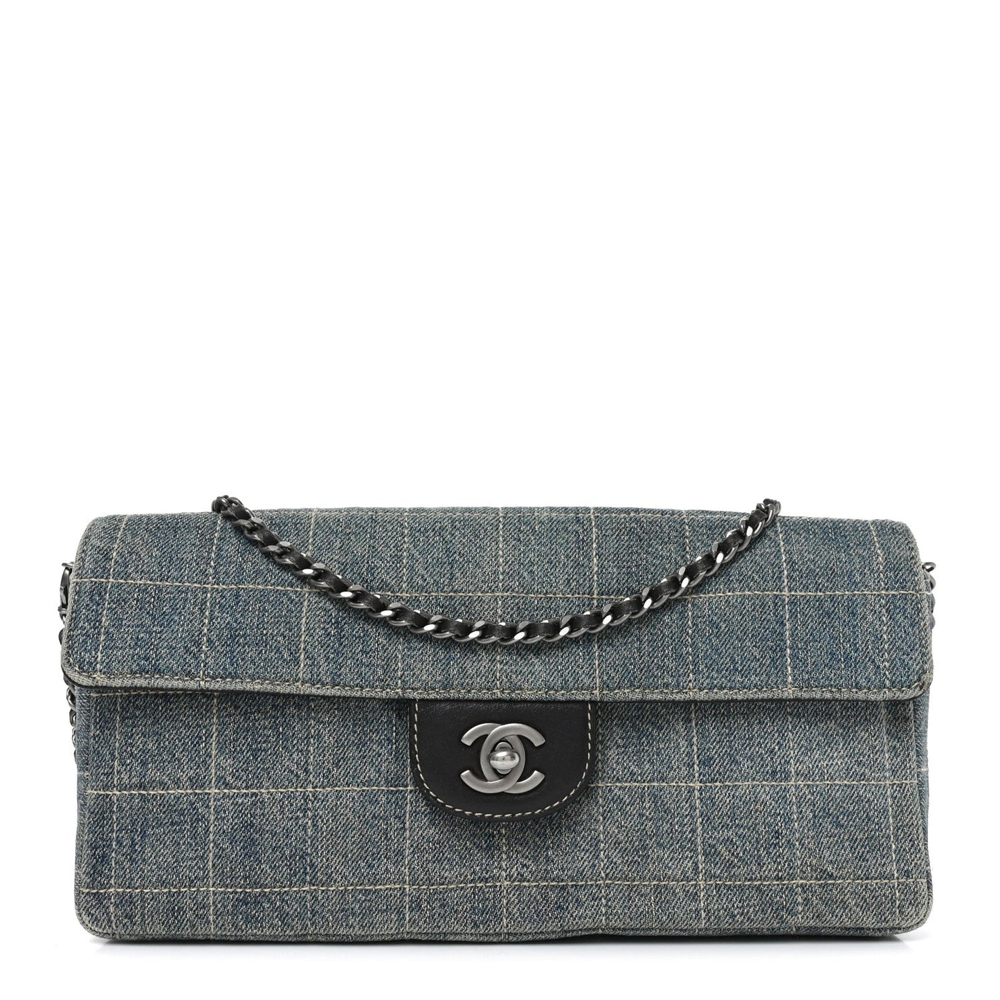Denim Chocolate Bar Quilted East West Flap