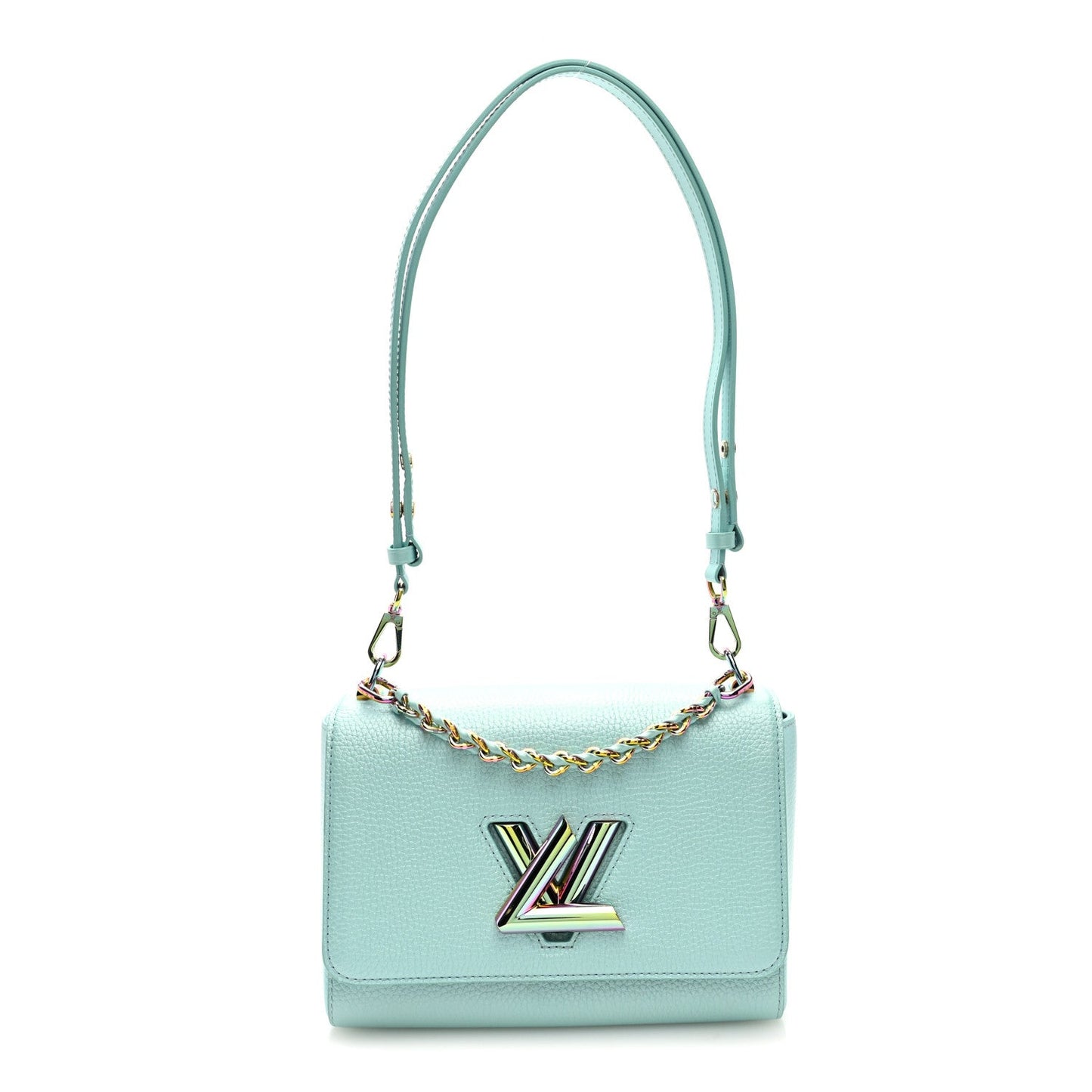Iridescent Grained Calfskin Summer Splash Twist MM Blue