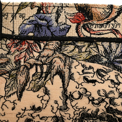 Canvas Embroidered Large Zodiac Book Tote Latte Multicolor