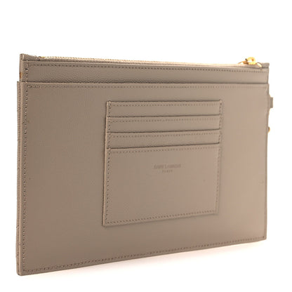 Grain De Poudre Chevron Monogram Large Bill Pouch Dark Beige