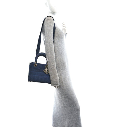 Canvas Embroidered Cannage Medium Lady D-Lite Navy
