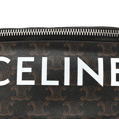 Triomphe Logo Canvas Checker Belt Bag Black