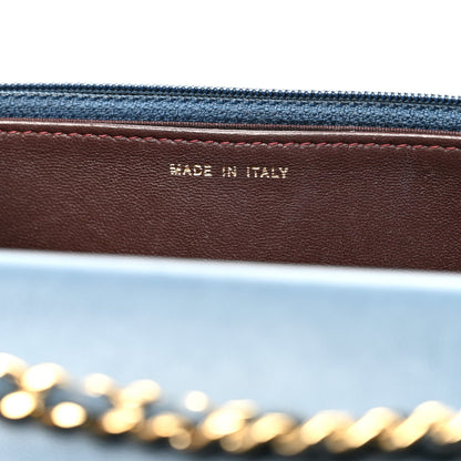 Lambskin Quilted Trendy CC Wallet On Chain WOC Blue
