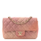 Metallic Lambskin Quilted Ombre Mini Rectangular Flap Pink