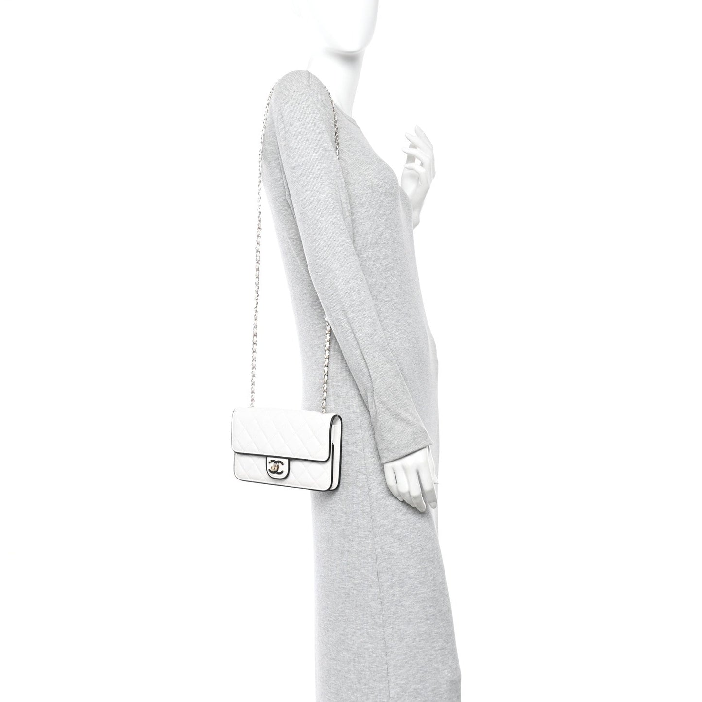 Lambskin Quilted Resin CC Mini Flap Bag White Black
