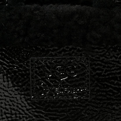 X UGG Crinkle Patent Shearling Small Shopping Bag Black
