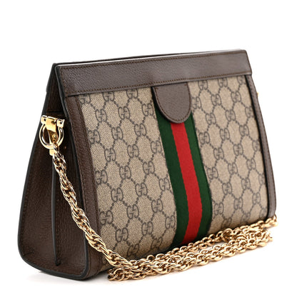 GG Supreme Monogram Web Small Ophidia Chain Shoulder Bag Brown