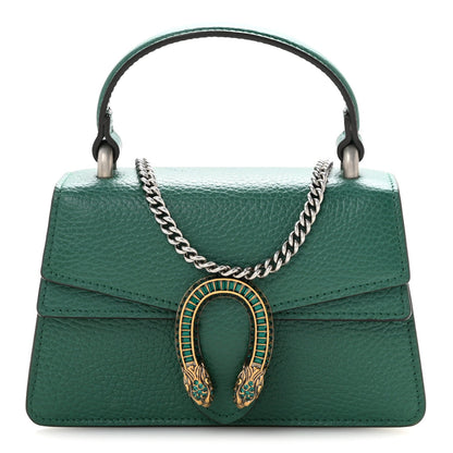 Dollar Calfskin Crystal Mini Dionysus Top Handle Bag Emerald