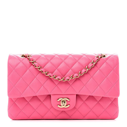 Caviar Quilted Medium Double Flap Pink