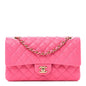 Caviar Quilted Medium Double Flap Pink