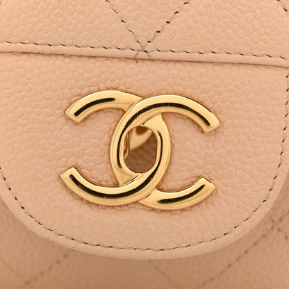 Caviar Quilted Jumbo Double Flap Beige Clair