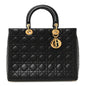 Lambskin Cannage Large Lady Dior Black