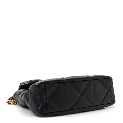 Goatskin Quilted Large Chanel 19 Flap Navy Blue