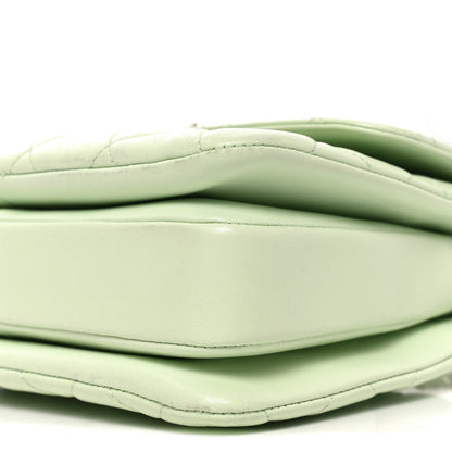 Lambskin Quilted Small Trendy CC Flap Dual Handle Bag Light Green