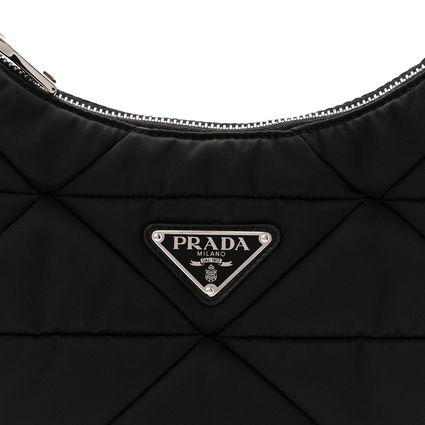 Re-Nylon Triangle Padded Patchwork Shoulder Bag Black