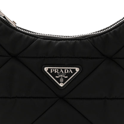 Re-Nylon Triangle Padded Patchwork Shoulder Bag Black