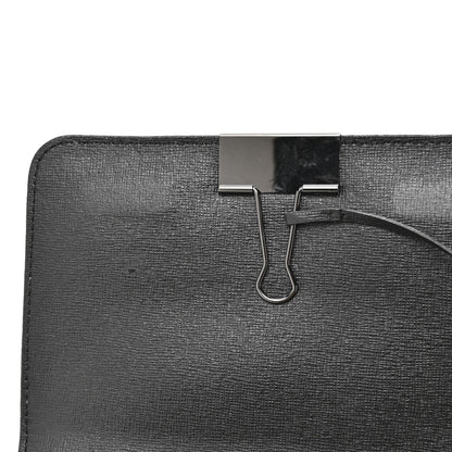Saffiano Striped Mini Diag Binder Clip Bag Black White Yellow