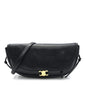 Shiny Lambskin Soft Triomphe Little Half Moon Bag Black
