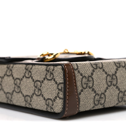 GG Supreme Monogram Mini Horsebit 1955 Crossbody Bag Beige Brown Sugar